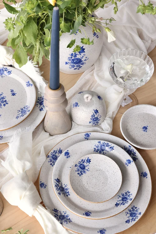 * antique mini plate ❀ ビンテージブルー ボタニカル柄 Modern Rustic Ceramic tableware for your everyday rituals